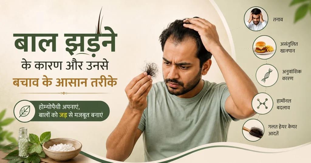 Homeopathic doctor consulting a patient for hair fall treatment at Life Care Homoeopathic Clinic in Thergaon Pune