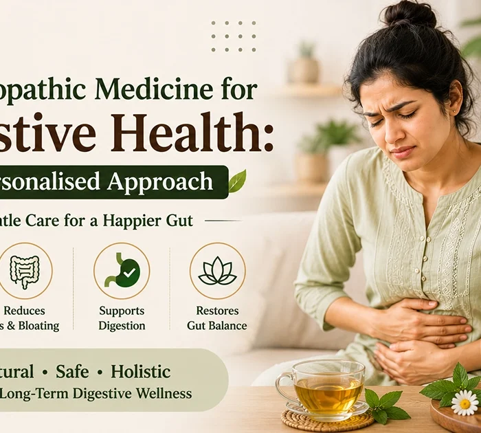 Homeopathic doctor consulting a patient for digestive health at Life Care Homoeopathic Clinic in Thergaon Pune
